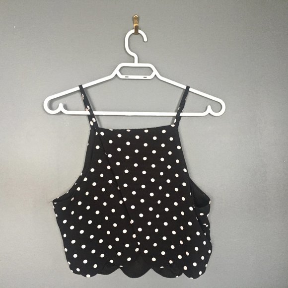Ark & Co. Polka-dot Halter Crop Top - Picture 2 of 2